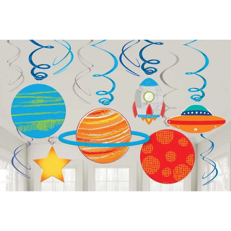 Blast Off Birthday Hanging Swirl Decorations