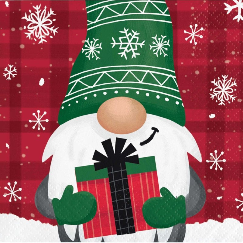 Christmas Gnomes Napkins - Beverage 16 Pkt