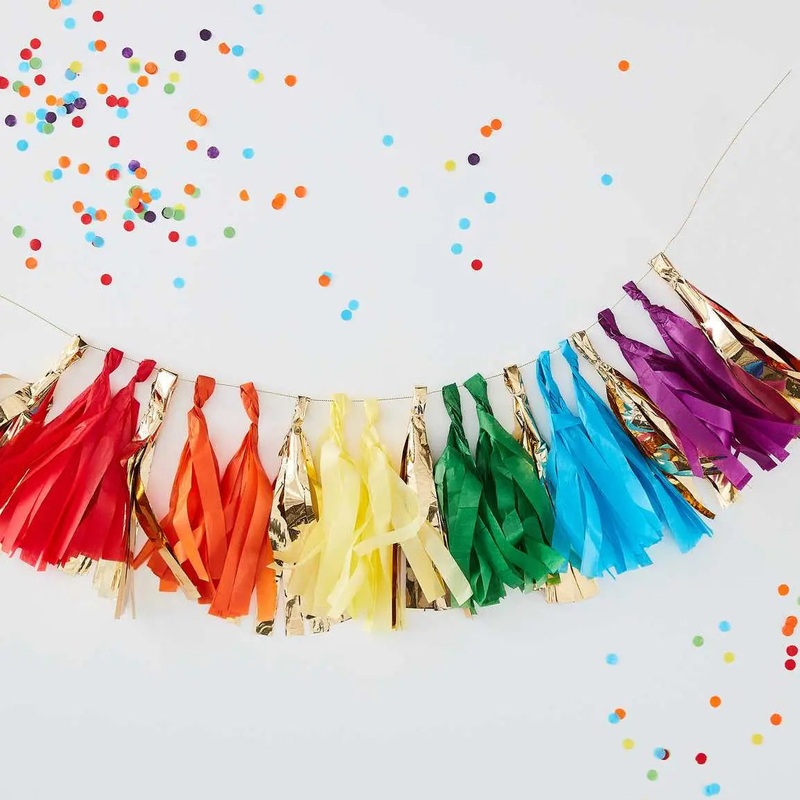 Ginger Ray Gold Foil & Rainbow Tassel Garland