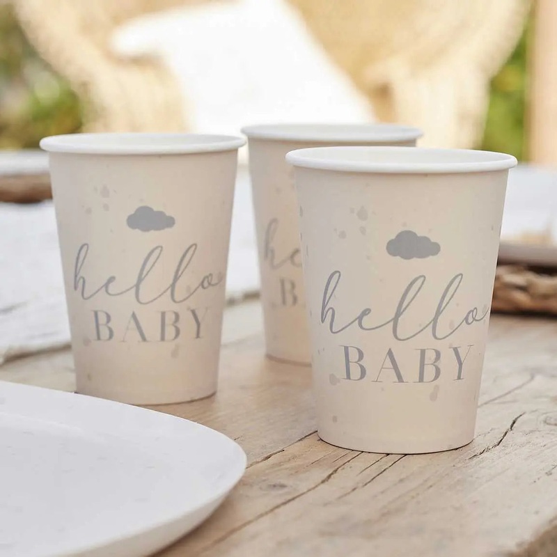 Ginger Ray Hello Baby Neutral Baby Shower Cups - 8 Pkt