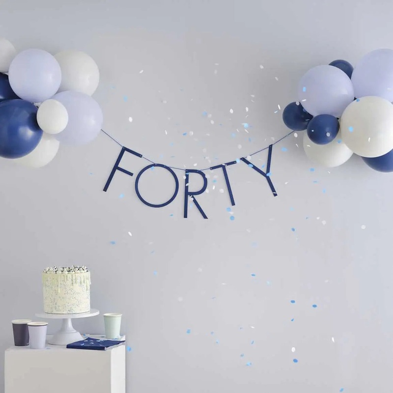 Ginger Ray Navy 40th Birthday Milestone Balloon Bunting