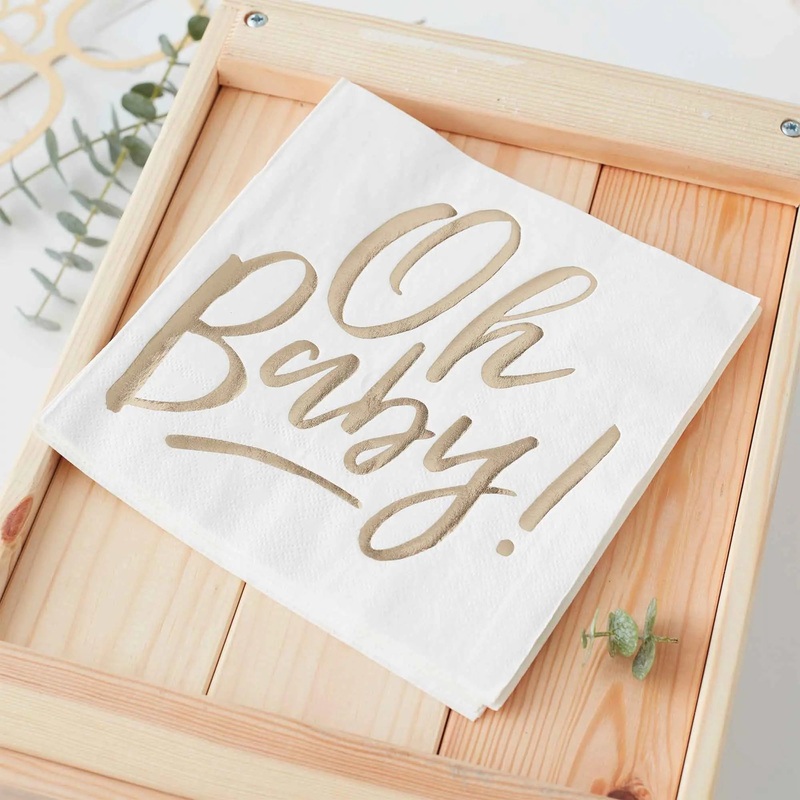 Ginger Ray Oh Baby! Napkins - Lunch 16 Pkt