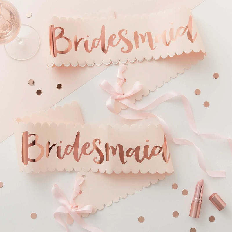 Ginger Ray Team Bride Sashes - Bridesmaid - 2 Pkt