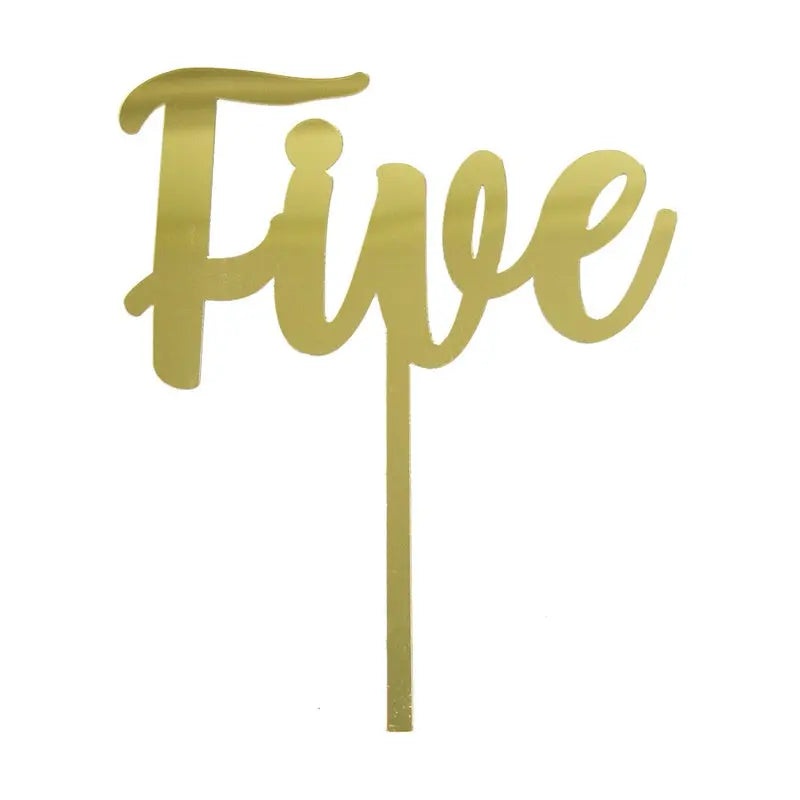Gold Acrylic Five Cake Topper