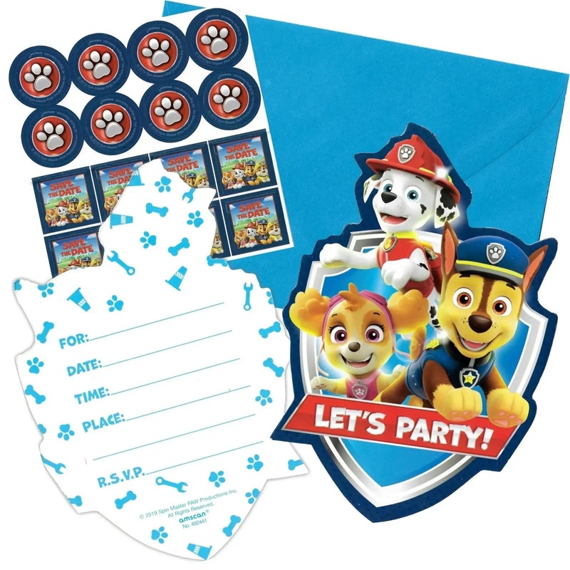 Paw Patrol Adventures Invitations - 8 Pkt
