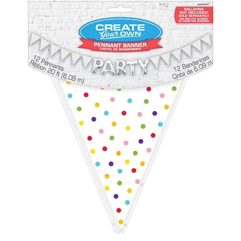 Rainbow Polka Dots Pennant Banner