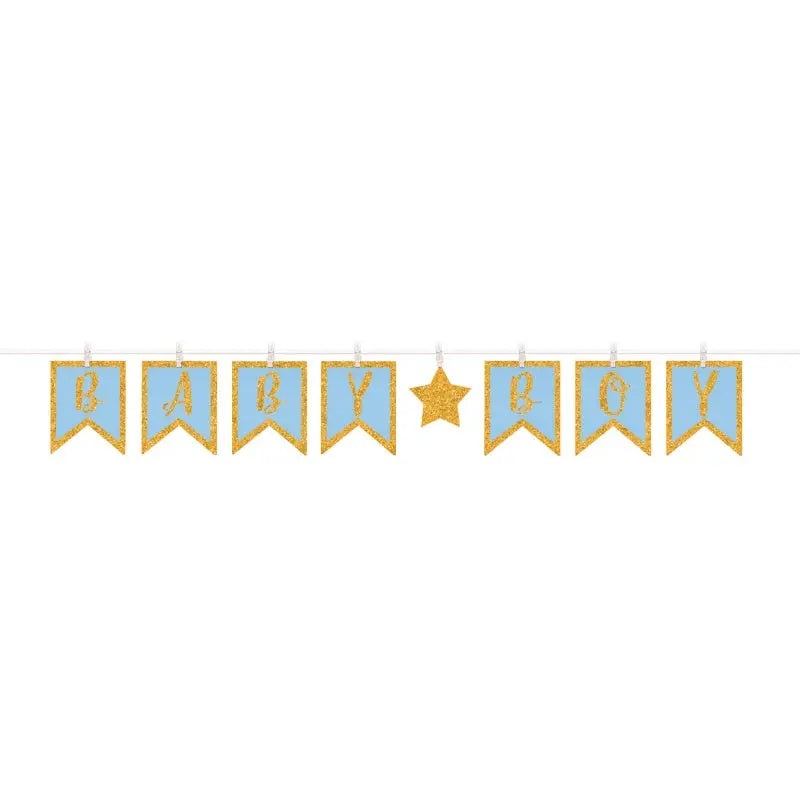 Baby Boy Clothespin Glitter Banner