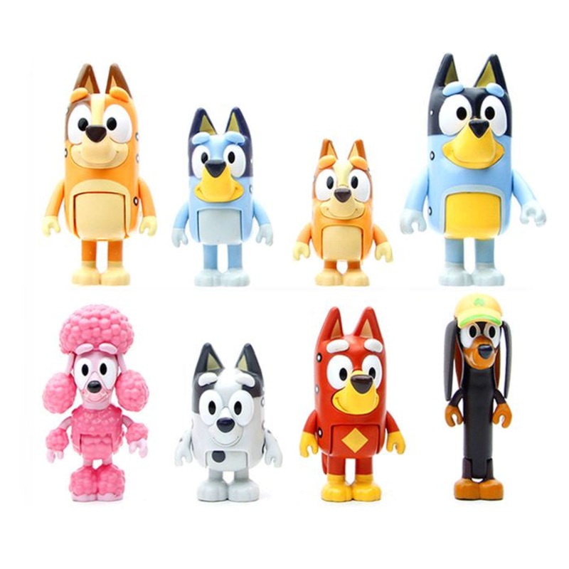 Bluey Characters Cake Topper Set - 8 Pcs