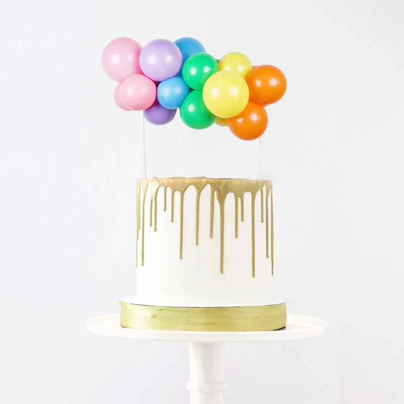 Bright Rainbow Balloon Garland Cake Topper by Pop Balloons