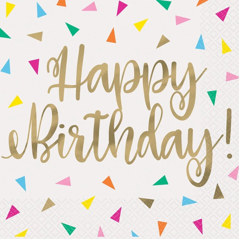 Bright Triangle Happy Birthday Napkins - Lunch 16 Pkt