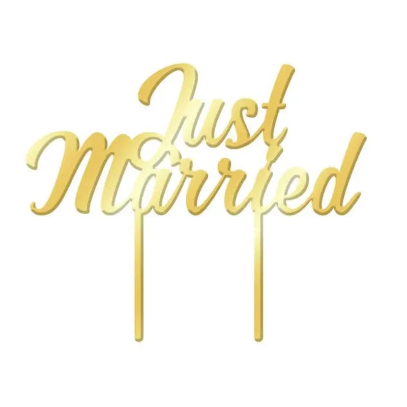 Just Married Gold Cake Topper
