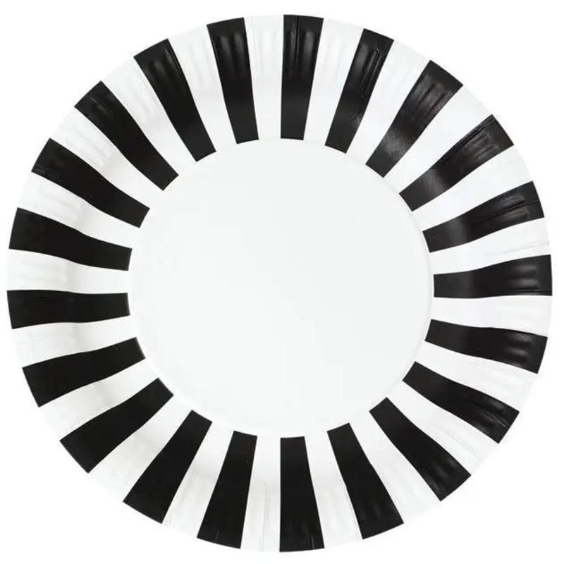 Paper Eskimo Black Tie Plates - Dinner 12 Pkt