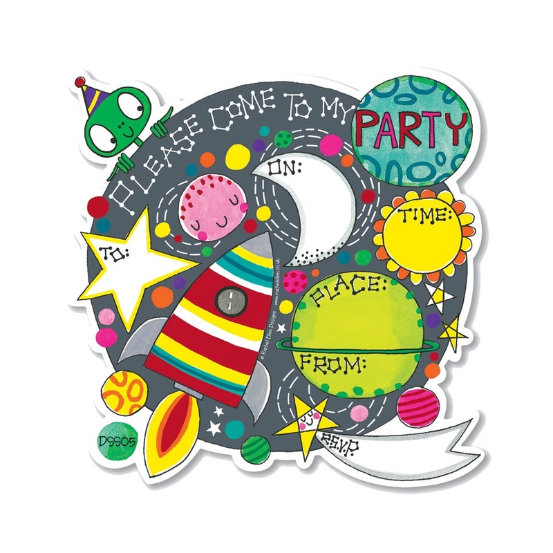 Rachel Ellen Space Party Invitations - 8 Pkt