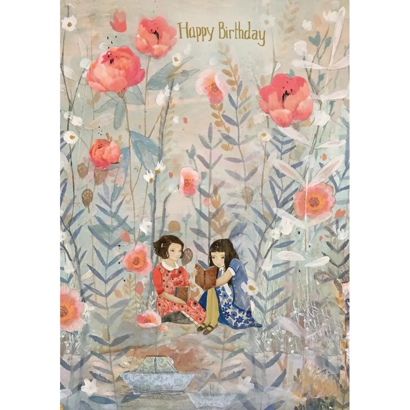 Roger La Borde Two Girls in Dreamland Birthday Card