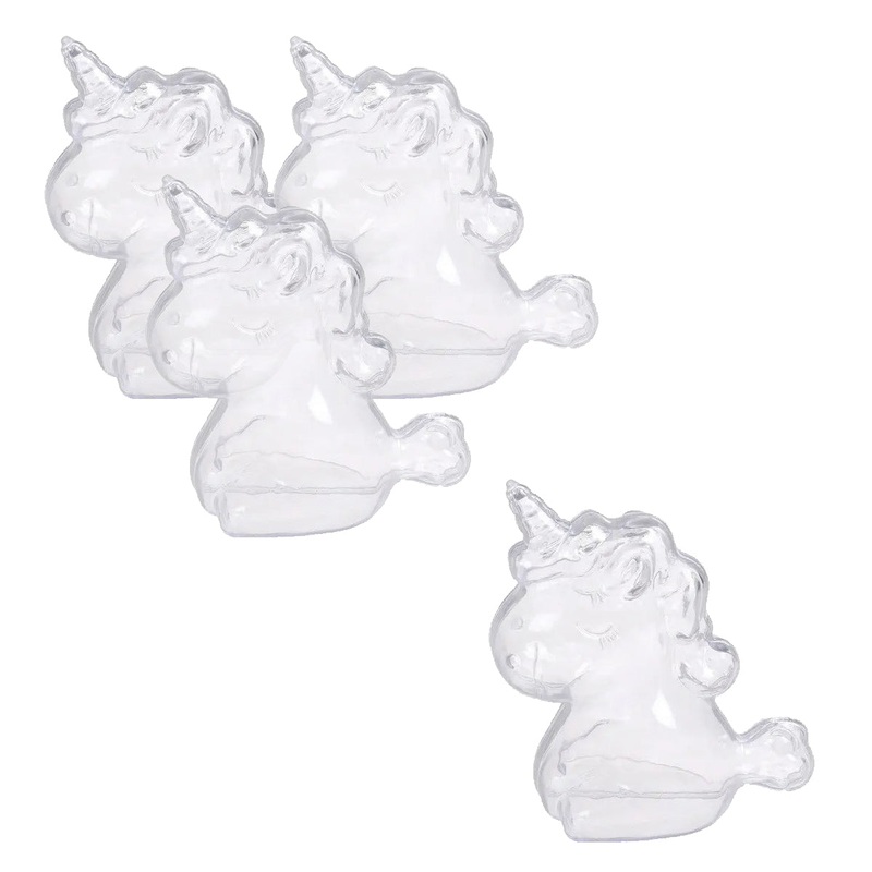 Clear Unicorn Party Treat Container - 4 Pkt