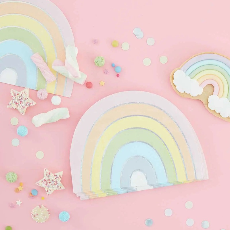 Ginger Ray Pastel Party Rainbow Napkins - 16 pkt