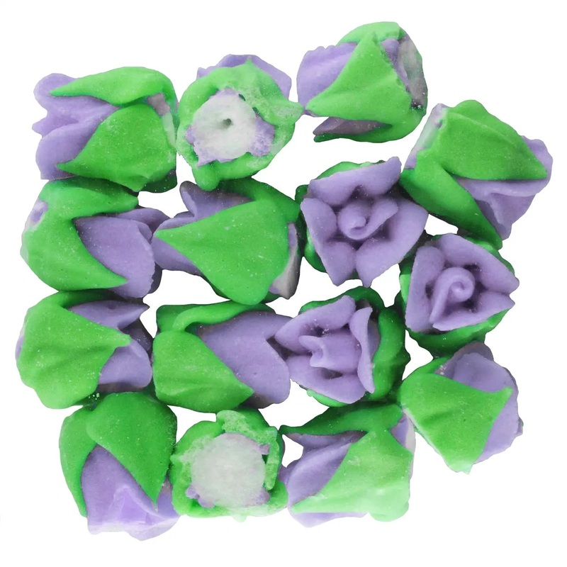 Plum Frost Rose Bud Edible Icing Decorations - 15 Pkt