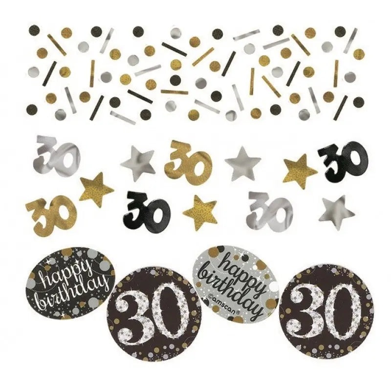 Sparkling Black Confetti - 30th