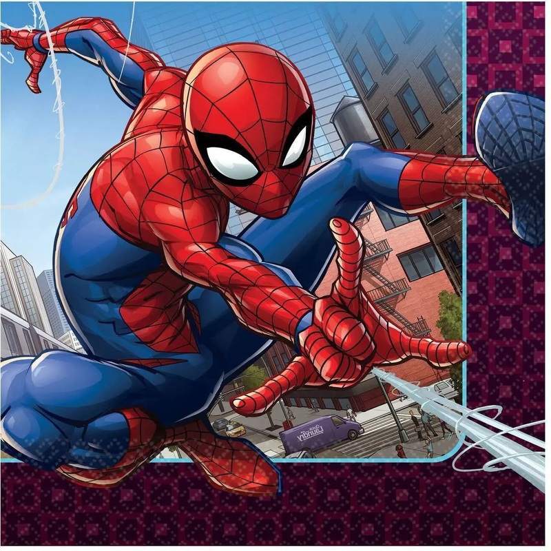 Spiderman Webbed Napkins - Lunch 16 Pkt