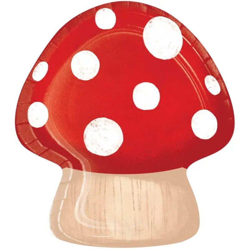 Woodland Fairy Toadstool Shaped Plates - 8 Pkt