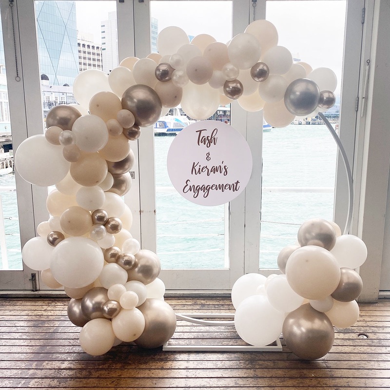 Champagne Silk Balloon Frame Backdrop Hire