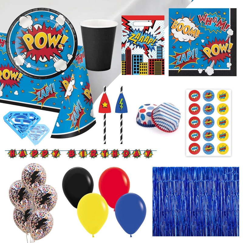 Deluxe Superhero Party Pack for 8 - SAVE 10%