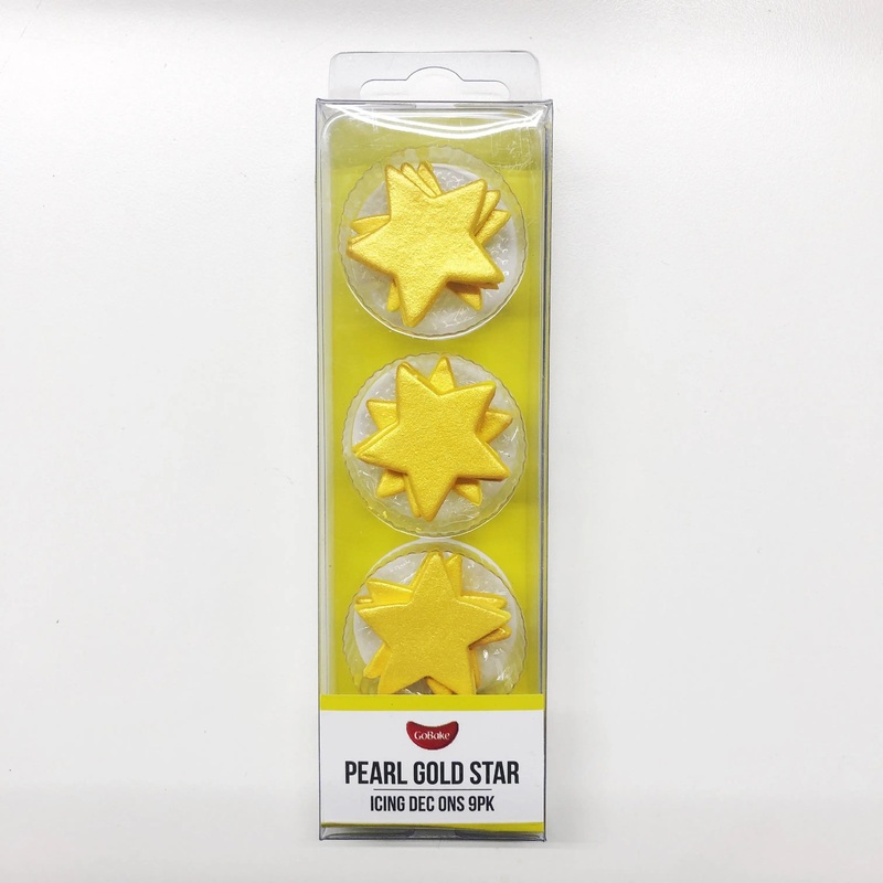 Edible Pearl Gold Star Dec Ons - 9 Pack