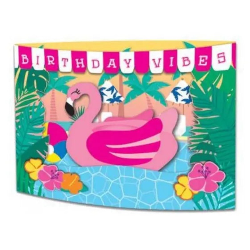 Flamingo Birthday Card - Paper Pop up Card