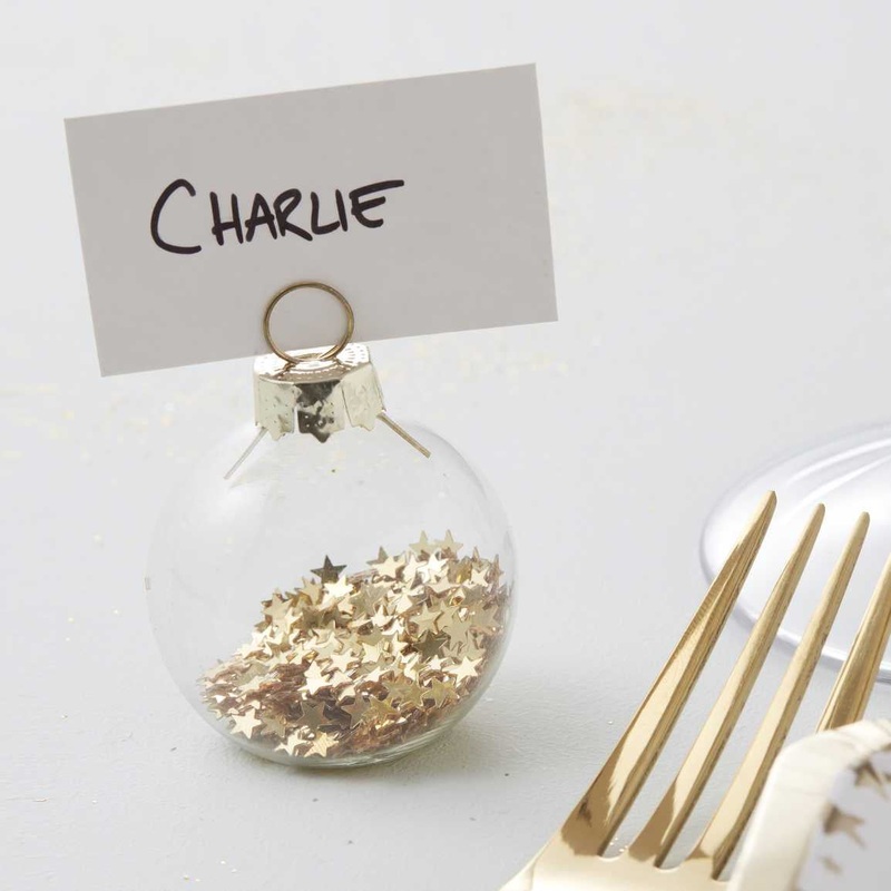 Ginger Ray Gold Star Bauble Christmas Place Card Holders - 6 Pkt