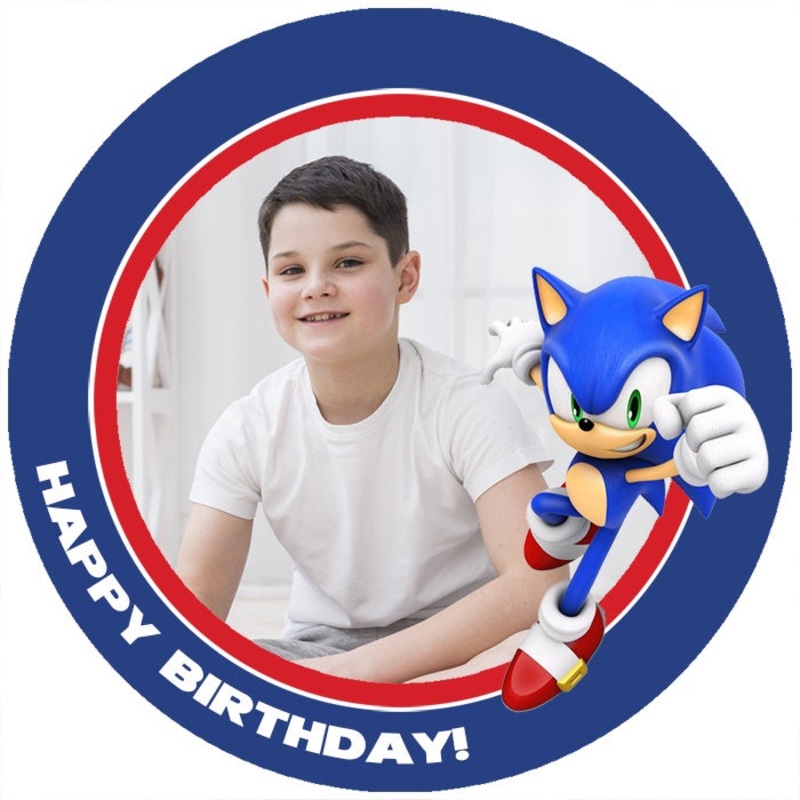 Personalised Sonic the Hedgehog Edible Cake Image