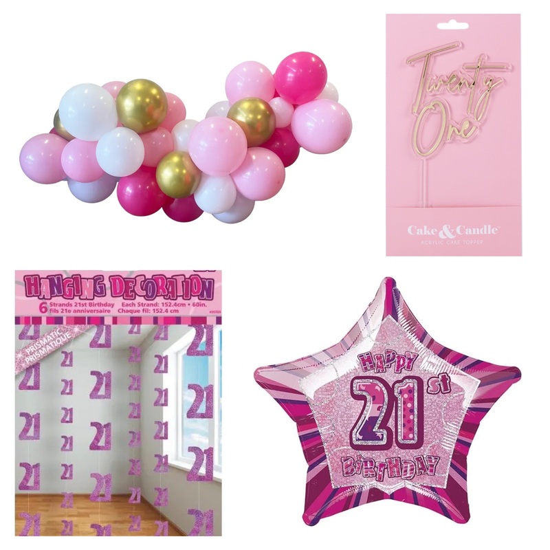 Pink & Gold 21st Essentials Party Pack