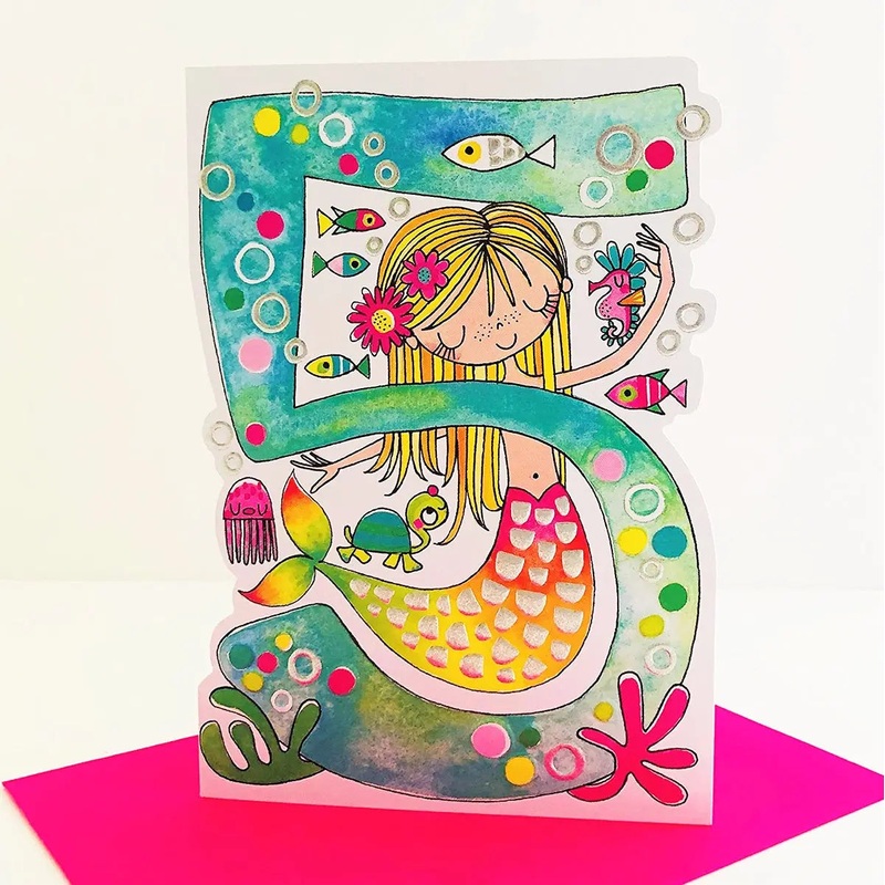 Rachel Ellen 5 Today Mermaid Birthday Card