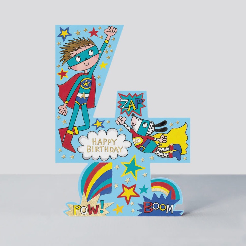 Rachel Ellen Age 4 Superhero Birthday Card