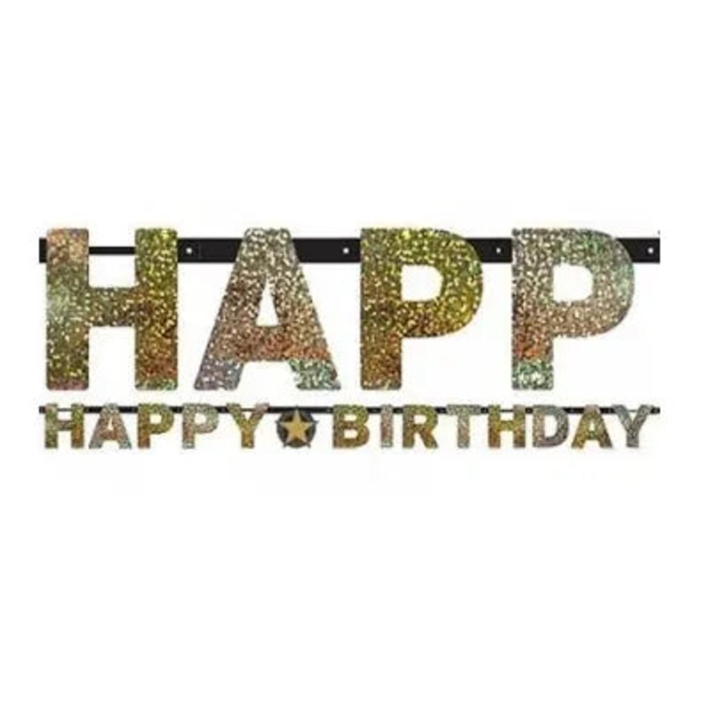 Sparkling Black Happy Birthday Banner