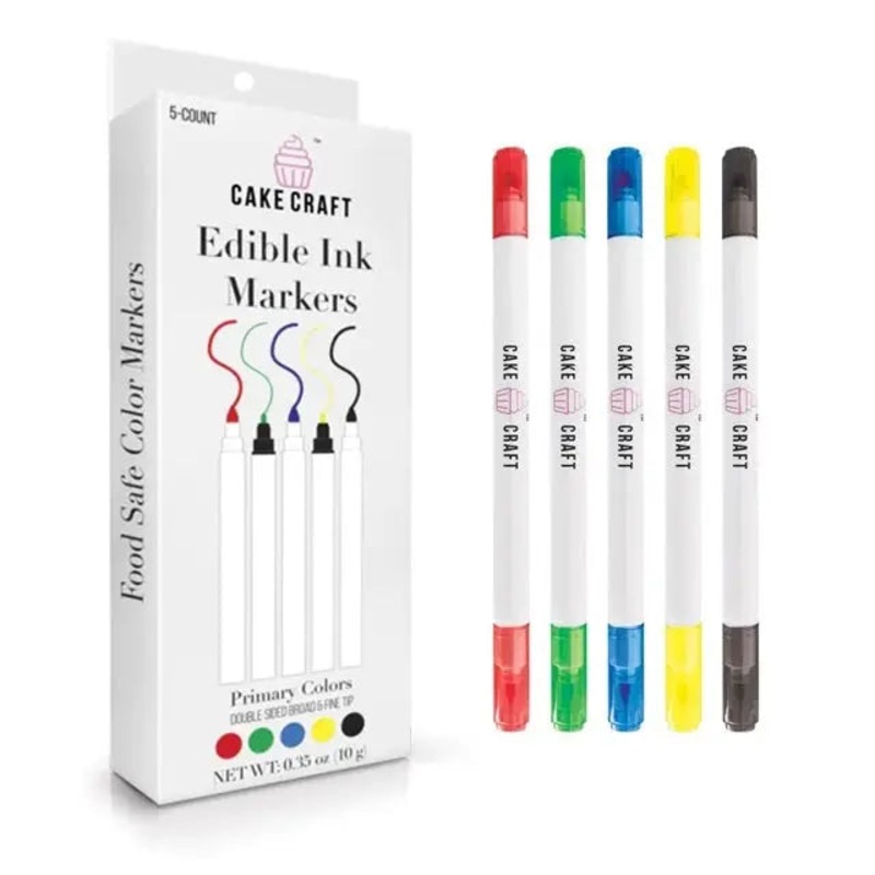 Cake Craft Primary Colours Edible Ink Markers - 5 Pack
