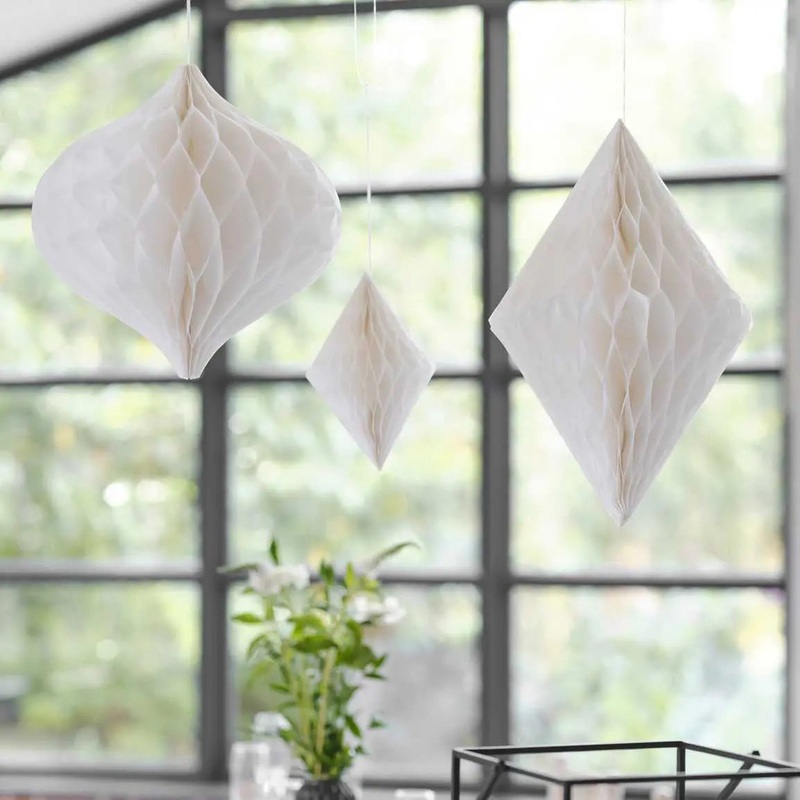 Ginger Ray White Honeycomb Paper Hanging Decorations