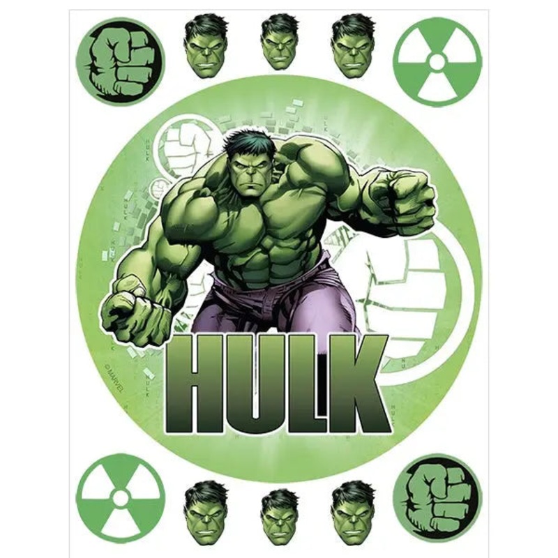 Hulk Edible Cake Image with FREE Edible Icons
