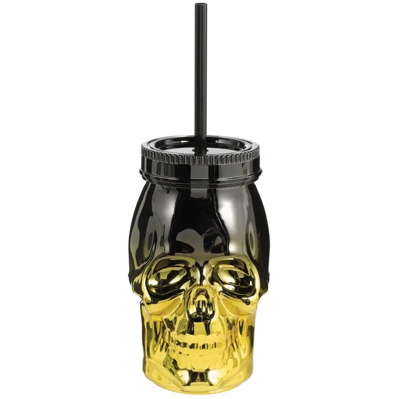 Metallic Skull Cup & Straw