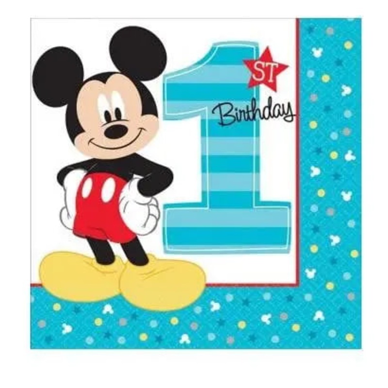 Mickey Mouse Fun to be One Napkins - Lunch 16 Pkt  LIMIT TWO PER CUSTOMER