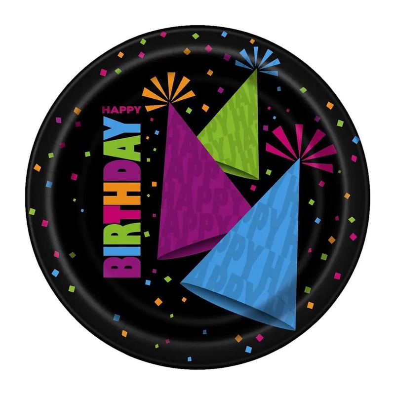 Neon Party Plates - Lunch 8 Pkt