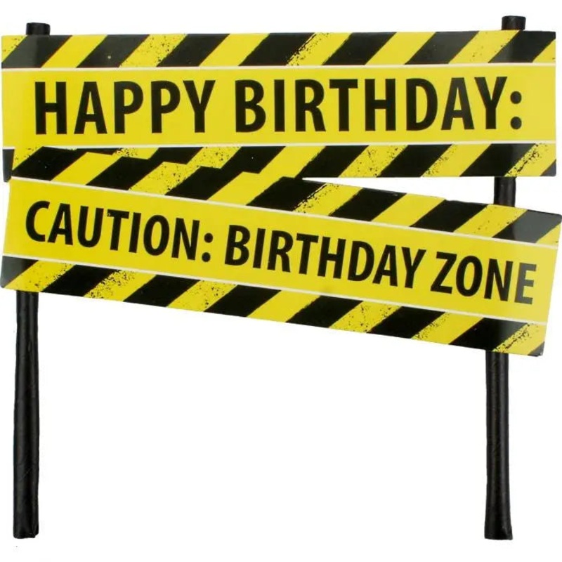Party Zone Construction Tape Cake Topper