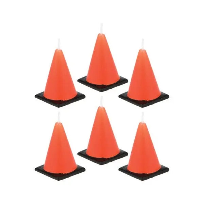Road Cone Candles - 6 Pkt