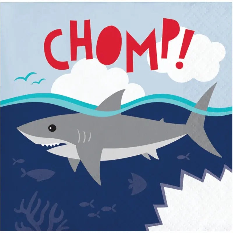 Shark Party Napkins - Beverage 16 Pkt