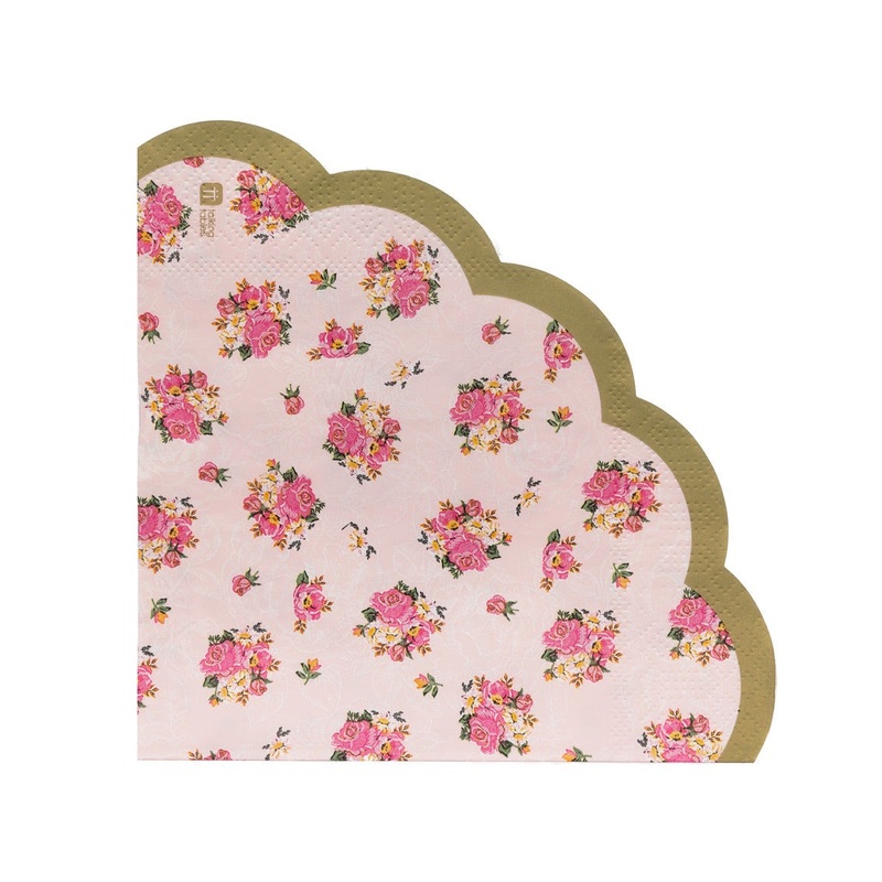 Truly Scrumptious Pink Floral Scalloped Napkins - 20 Pkt