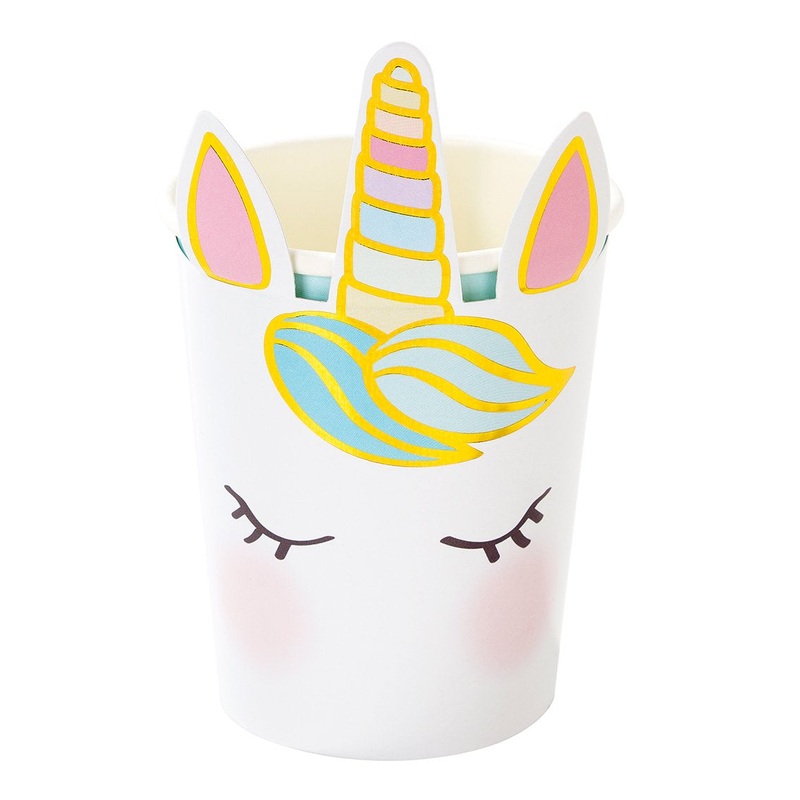 We Heart Unicorns Unicorn Face Cups - 8 Pkt
