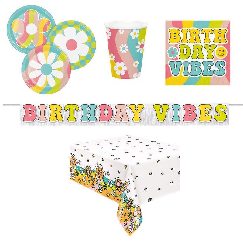 60s Flower Power Party Essentials - 34 Pc - SAVE 50%