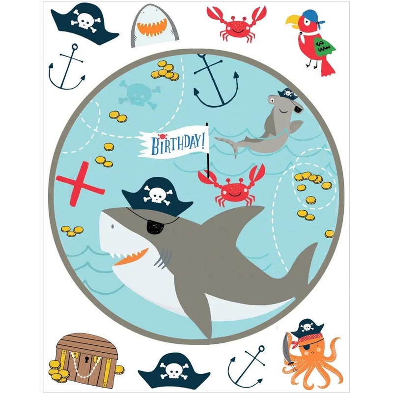 Ahoy Birthday Edible Cake Image with FREE Edible Icons