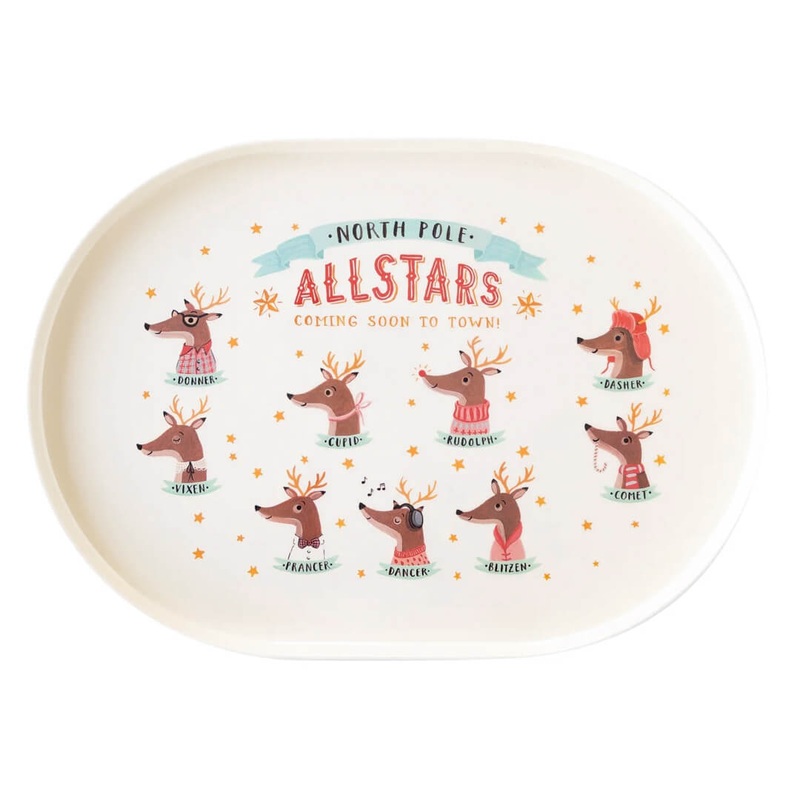 Dear Rudolph Christmas Reindeer Melamine Platter
