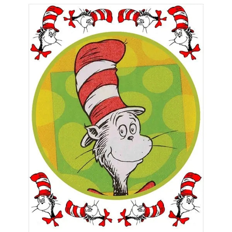 Dr Seuss Cat in the Hat Edible Cake Image with FREE Edible Icons