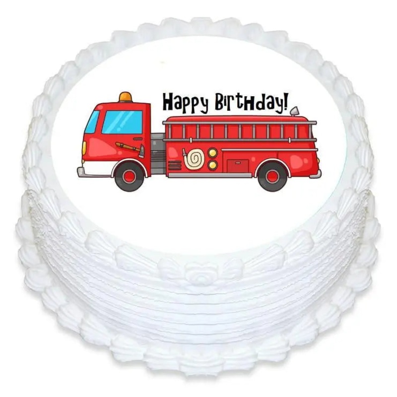 Fire Truck Edible Cake Image